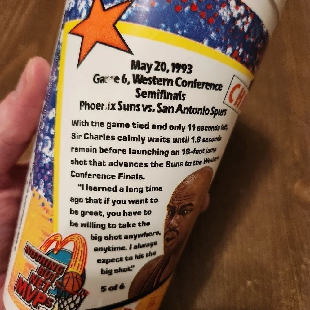 Vtg 1994 McDonalds Nothing But Net MVP's Charles Barkley, Phoenix Suns Cup NICE